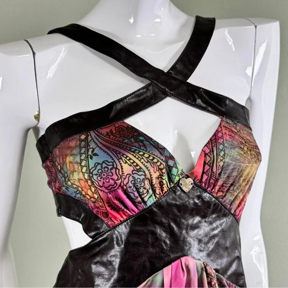 Vintage Apple Bottoms Cut-Out Mini Dress – Multicolor Paisley Bubble Hem Size M - Picture 3 of 6